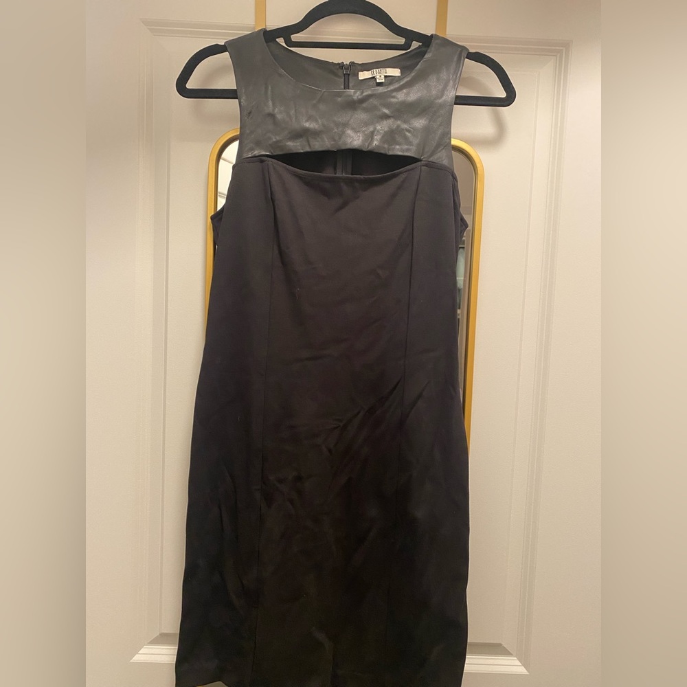 BB Dakota, leather top, black dress